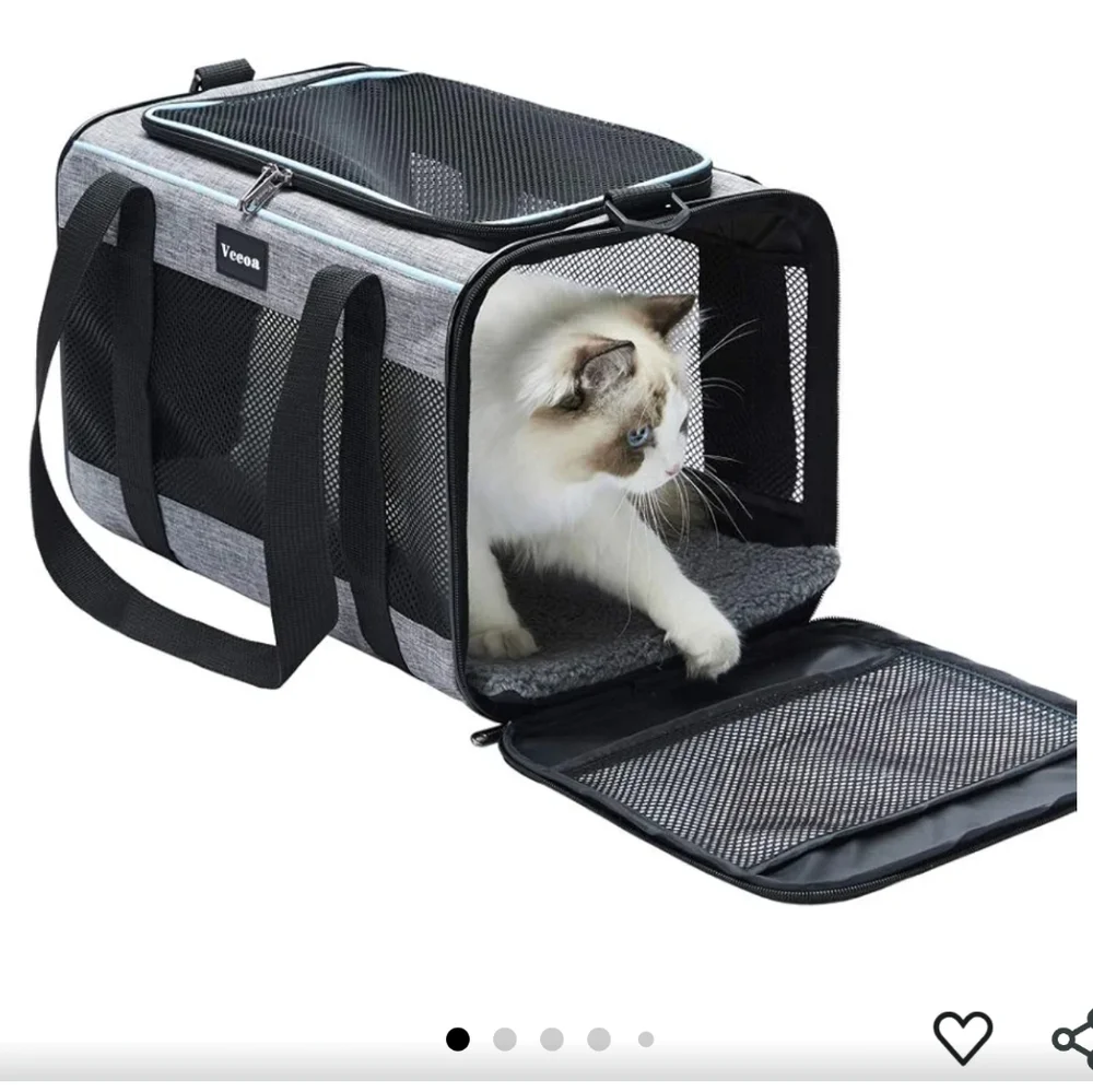Gray Portable Pet Carrier Bag for Dogs & Cats